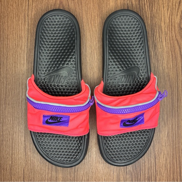 🔥🔥🔥Nike Black and Red Slide Sandals with Purple Accents Size: 11🔥🔥🔥 - Picture 1 of 9